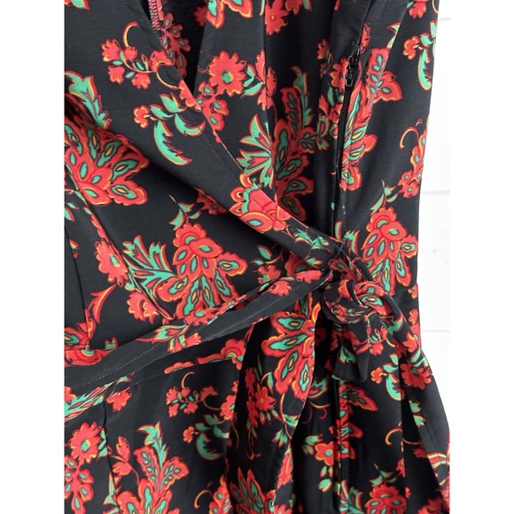 Sag Harbor‎ Womens Wrap Dress Black Red Floral Pointed Collar Size 12 Tall 0304 - Picture 6 of 12